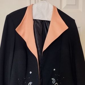 Pantsuit By Studio One size 14 W Black and Peach